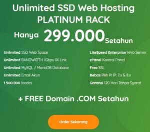 Web Hosting Unlimited SSD Murah ditambah Domain Gratis Setahun