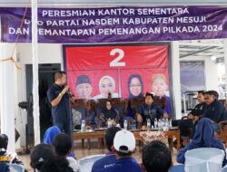 Resmikan Kantor Sementara, Ketua NasDem Mesuji Instruksikan Seluruh Kader Menangkan Paslon Nomor Urut 2